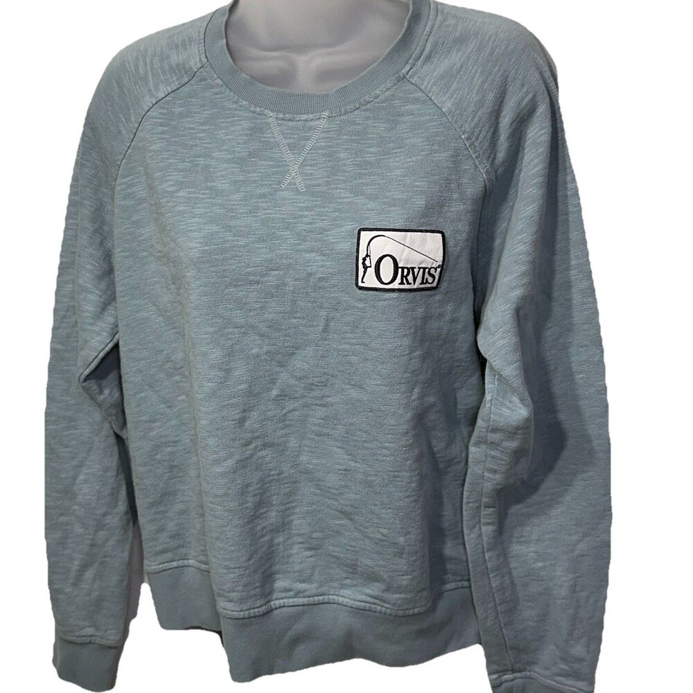Orvis Sweatshirt Womens Medium Sage Green Lightweight Fleece Crewneck Pullover